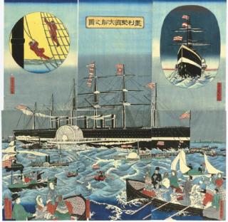 Hashimoto Sadahide - Amerikakoku Taisen No Zu (A Large American Steamship), 1864.3
