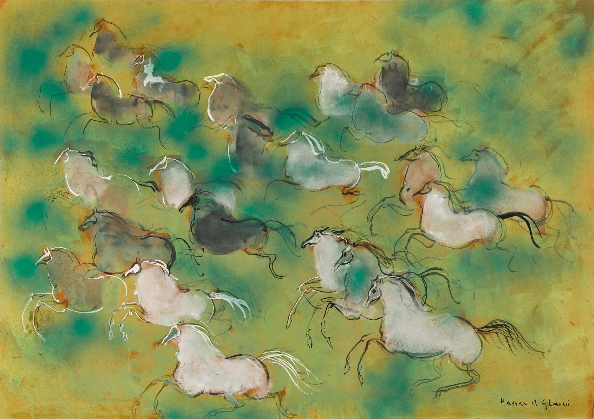 Hassan El Glaoui - Untitled (Cavalcade De Chevaux En Liberté)