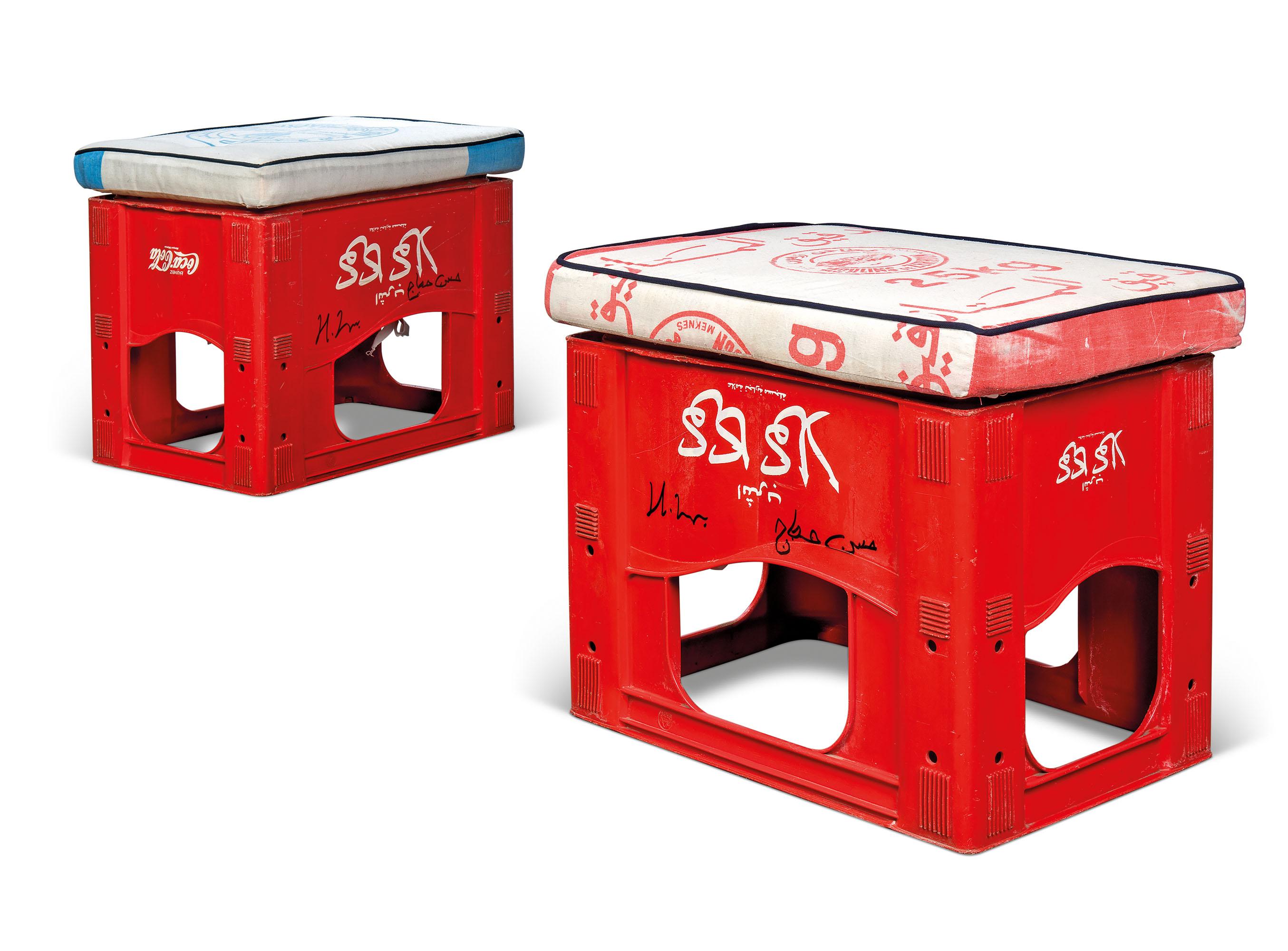 Hassan Hajjaj - Red Crates (Coca-Cola Crates Covered With Upholstery And Turned Into Stools)