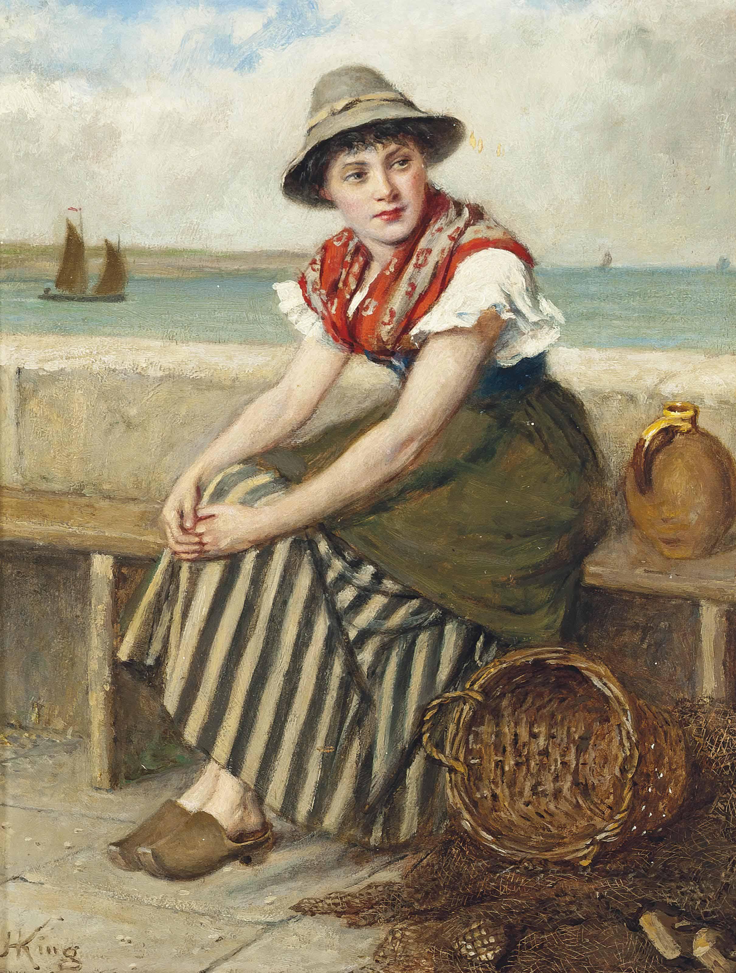 Haynes King, R.B.A. - Waiting For The Boats