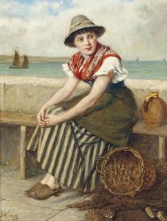 Haynes King, R.B.A. - Waiting For The Boats