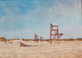 Hazard Durfee - Sachuest/A Beach View. Signed l.l., identified on accompanying label. Oil on canvas, 24 1/4 x 34 1/4 in., framed.