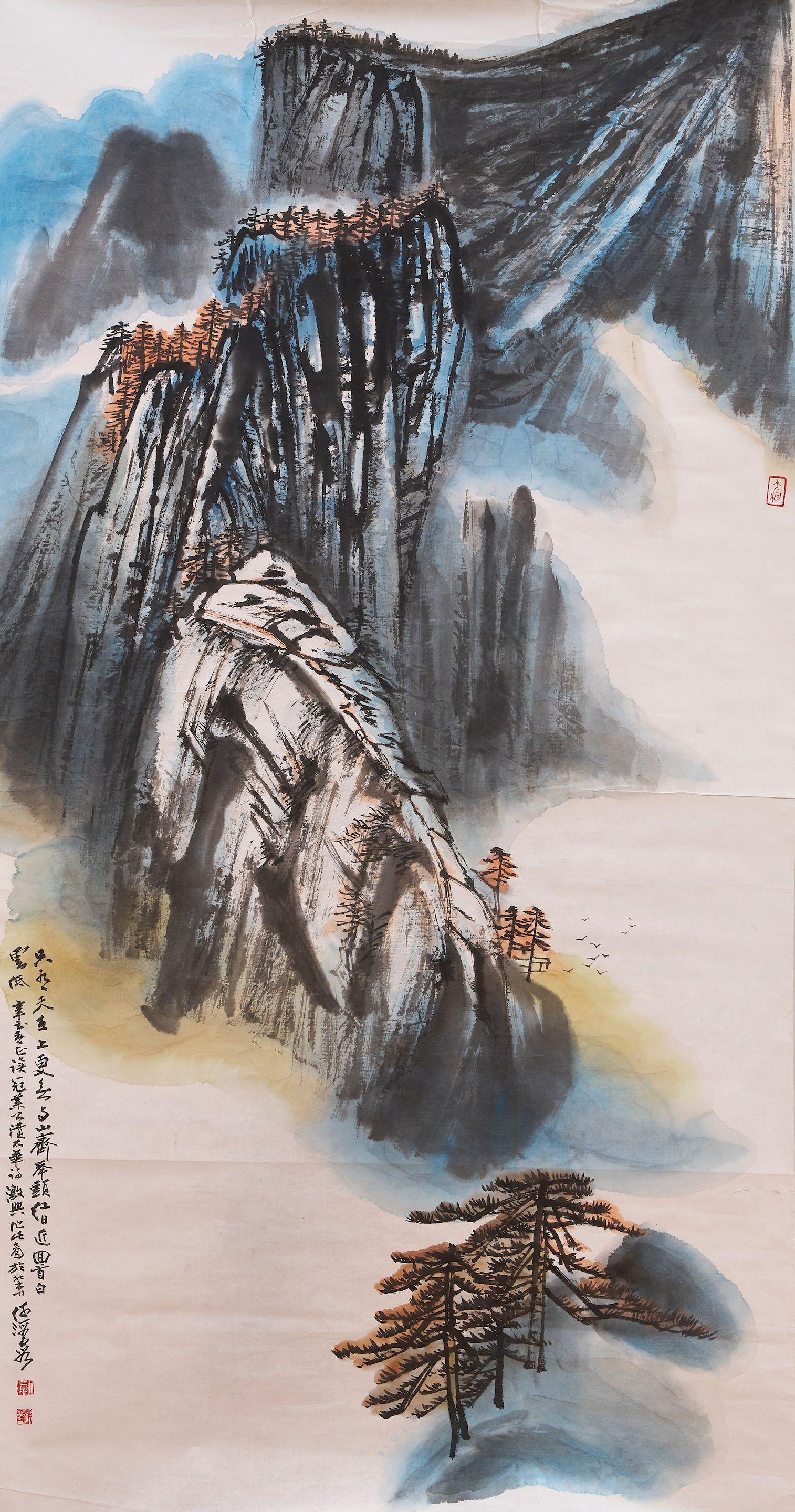 He Haixia - Landscape of Mount Hua with poem by Kou Zhun