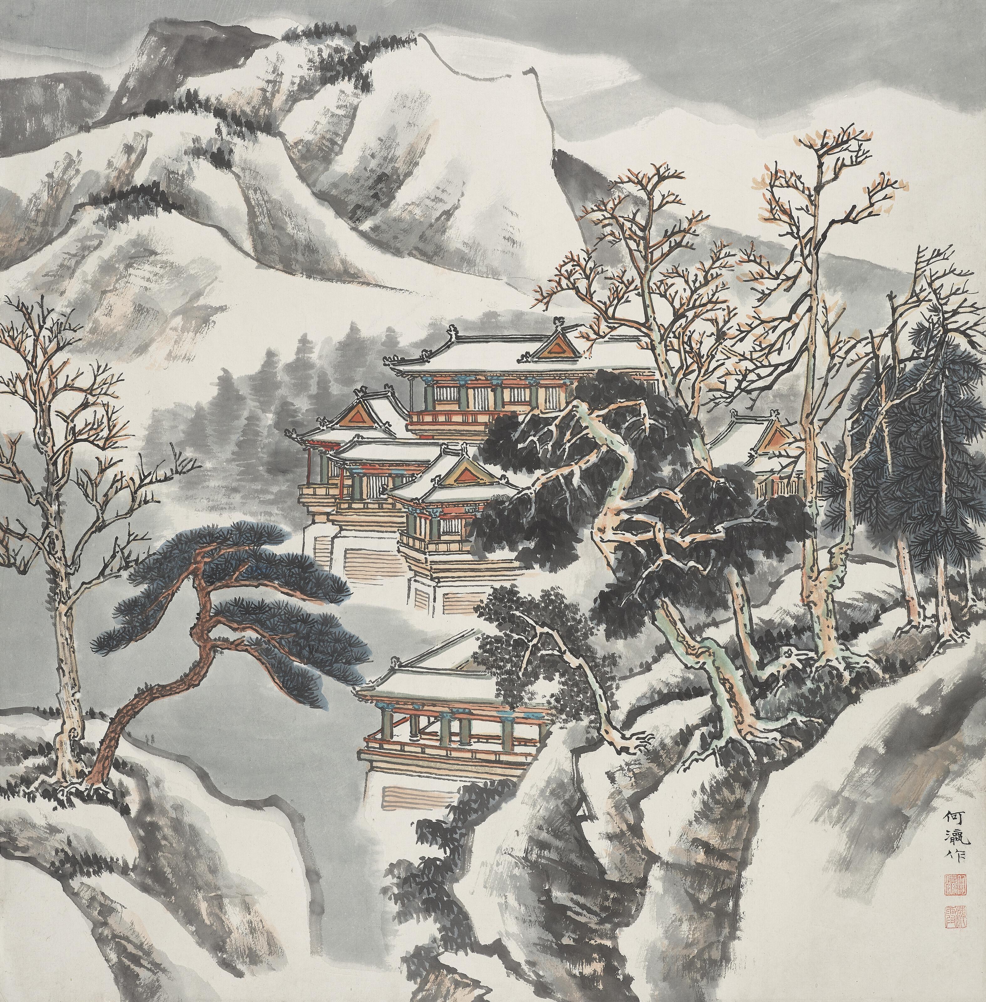 He Haixia - Pavilions in Snowy Mountains
