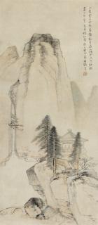 He Haixia - Scholars Conversing In Waterfall Pavilion