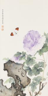 He Hongyu - Peonies and Butterfly