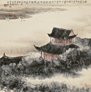He Huaishuo - Gazing At The River In Pavilion