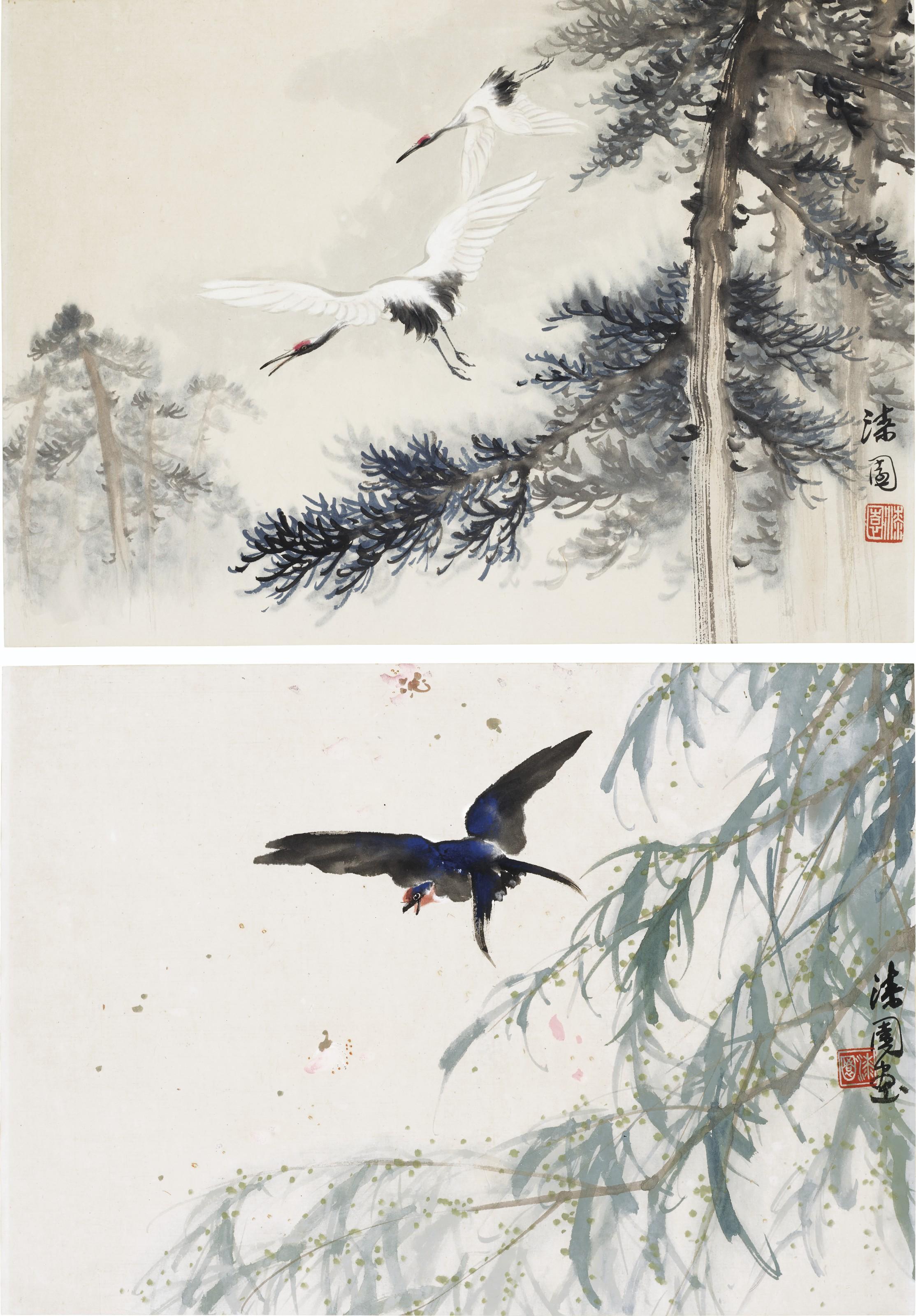He Qiyuan - Cranes / Swallow