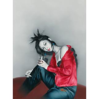 He Sen - Girl In Red And Whiskey