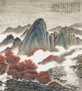 He Tianjian - Autumn Scenery of the River Tong