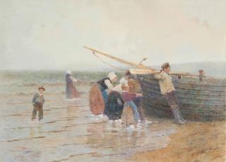Hector Caffieri, R.I. - Launching The Fishing Boat, Brittany