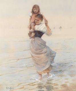 Hector Caffieri, RI, RBA - Mother carrying her child through the shallows