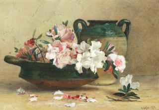 Hector Caffieri - Still Life With Rhododendrons
