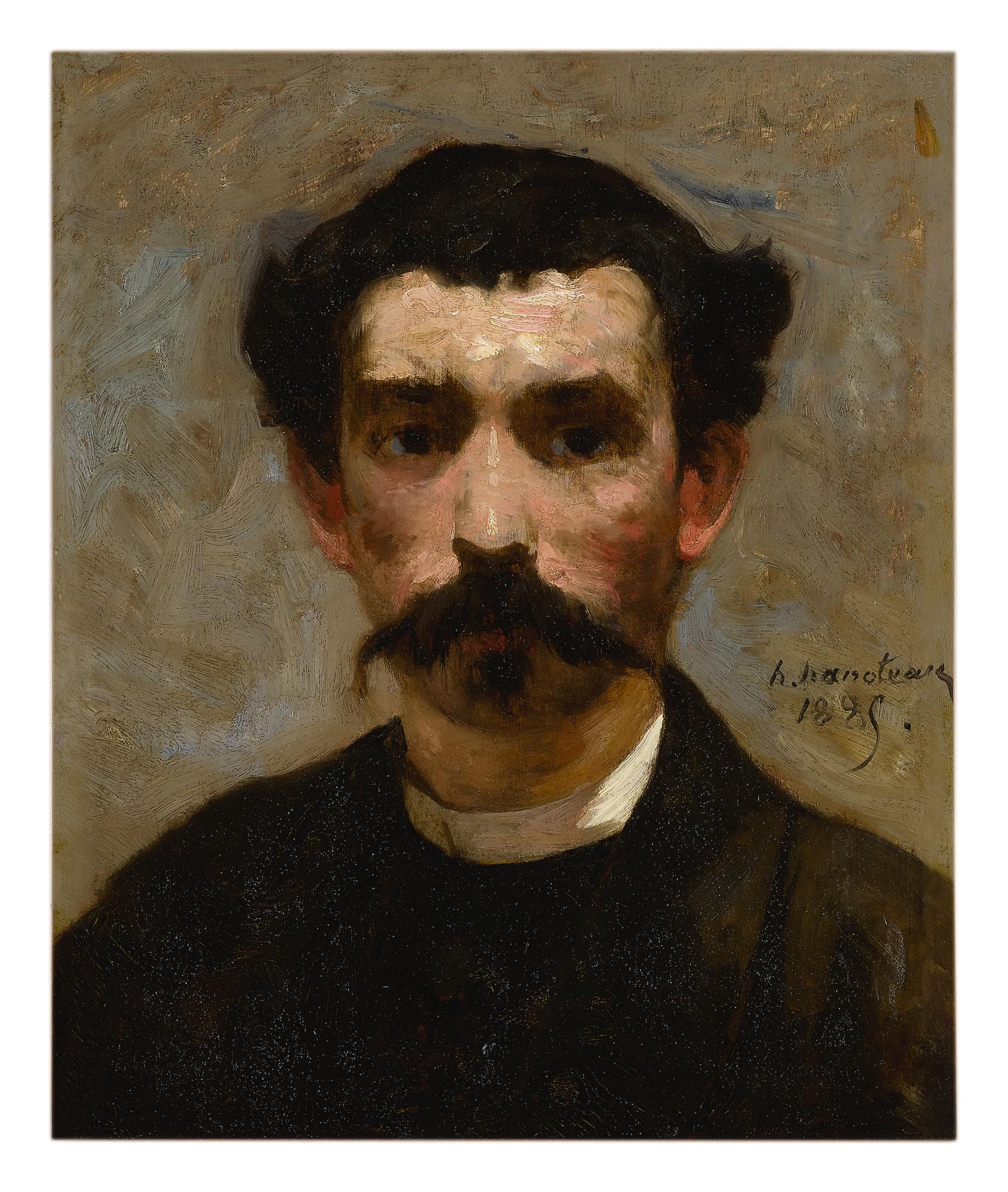 Hector Hanoteau - Portrait Of A Man With A Mustache