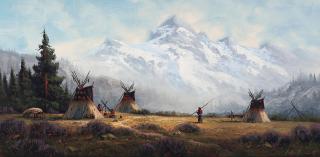 Heinie Hartwig - Native American Encampment before Snowy Mountains and Morning Chores (a group of two)