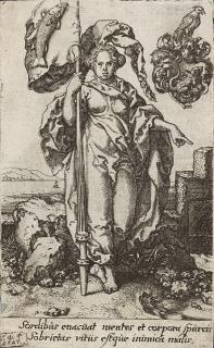 Heinrich Aldegrever - 2 Bll.: Temperantia – Compassio.