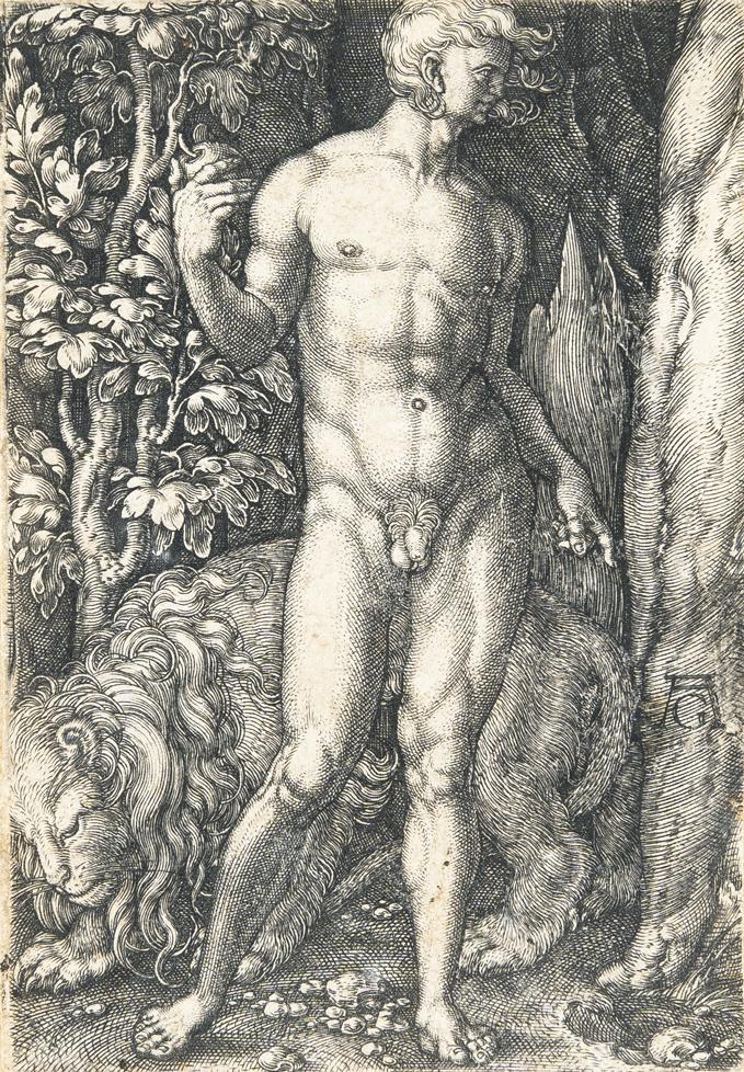 Heinrich Aldegrever - Adam mit dem Löwen