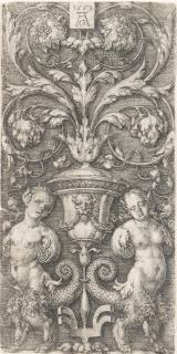 Heinrich Aldegrever - Aus einer Vase zwischen zwei Chimären aufsteigendes Ornament
