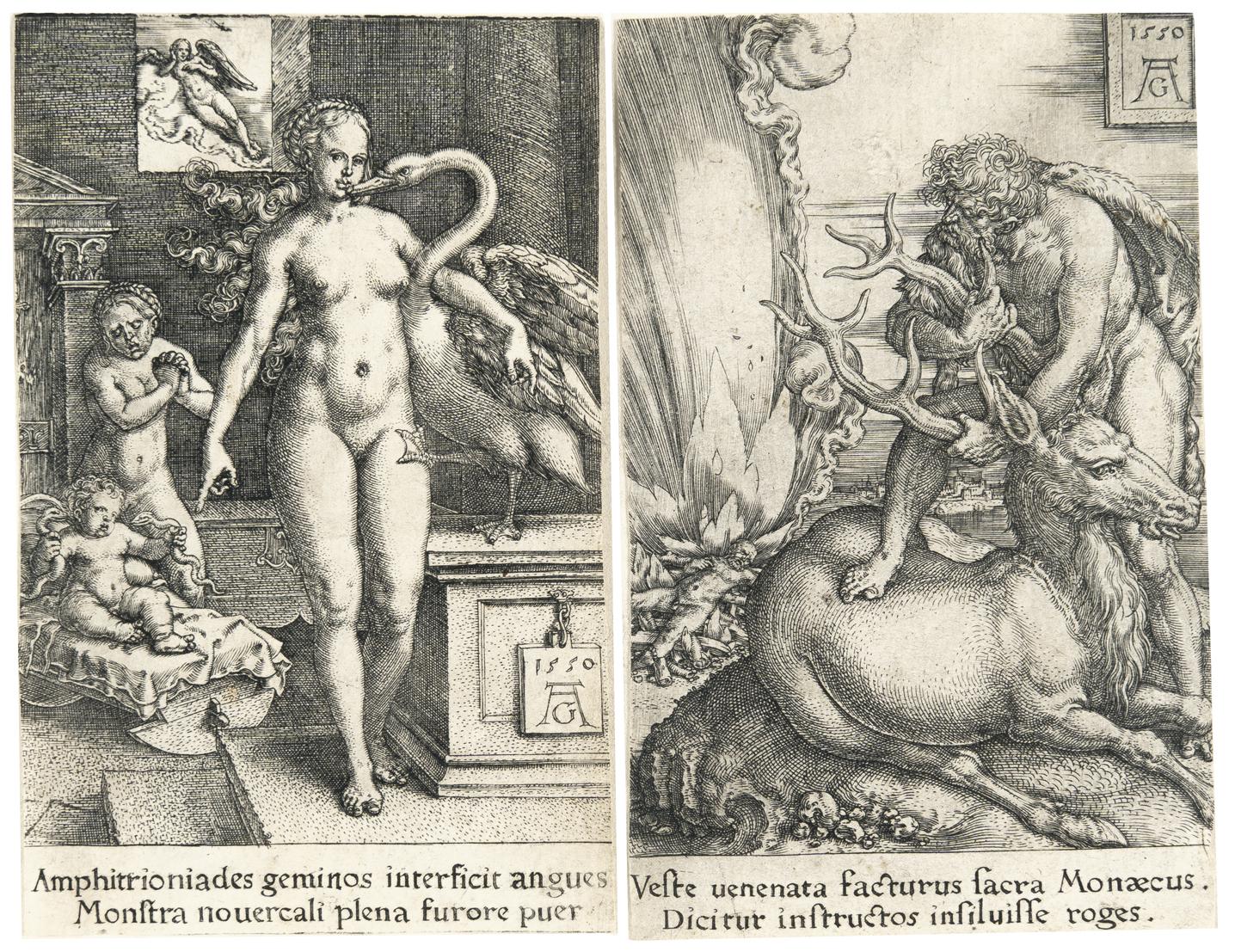 Heinrich Aldegrever - Folge von 13 Bll.: Die Taten des Herkules