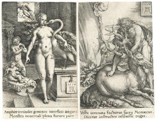 Heinrich Aldegrever - Folge von 13 Bll.: Die Taten des Herkules