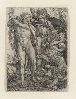 Heinrich Aldegrever - Hercules fighting the Hydra of Lernea, from \'The Labours of Hercules\'