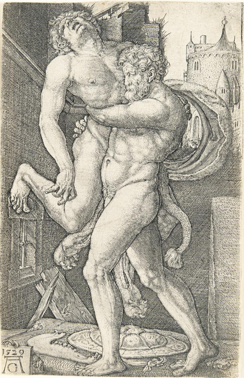 Heinrich Aldegrever - Herkules und Antäus
