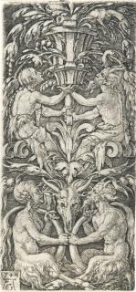 Heinrich Aldegrever - Ornament mit zwei Satyrpaaren