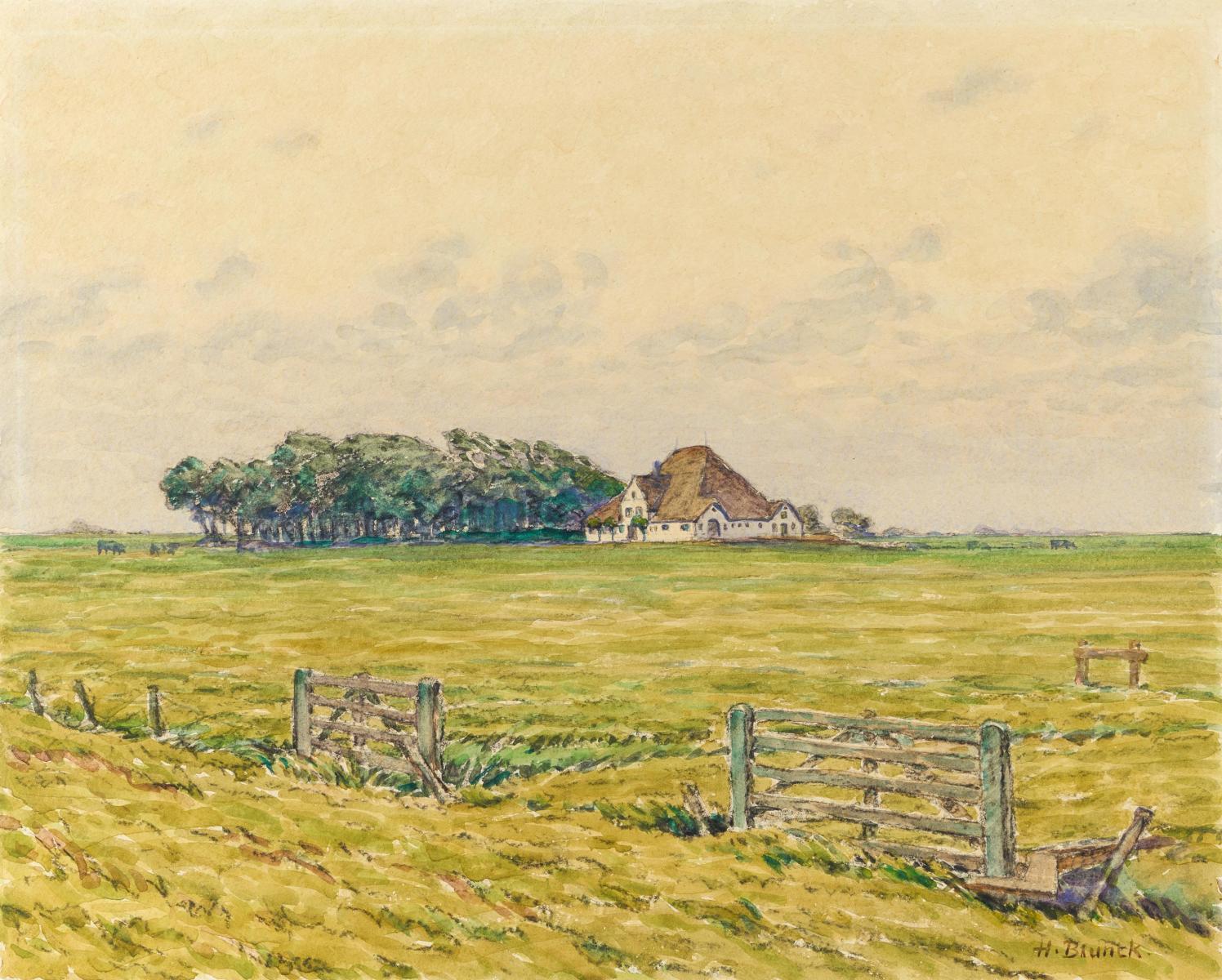 Heinrich Blunck-Heikendorf - Felder mit Gehöft.