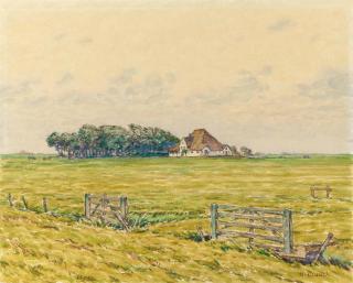 Heinrich Blunck-Heikendorf - Felder mit Gehöft.