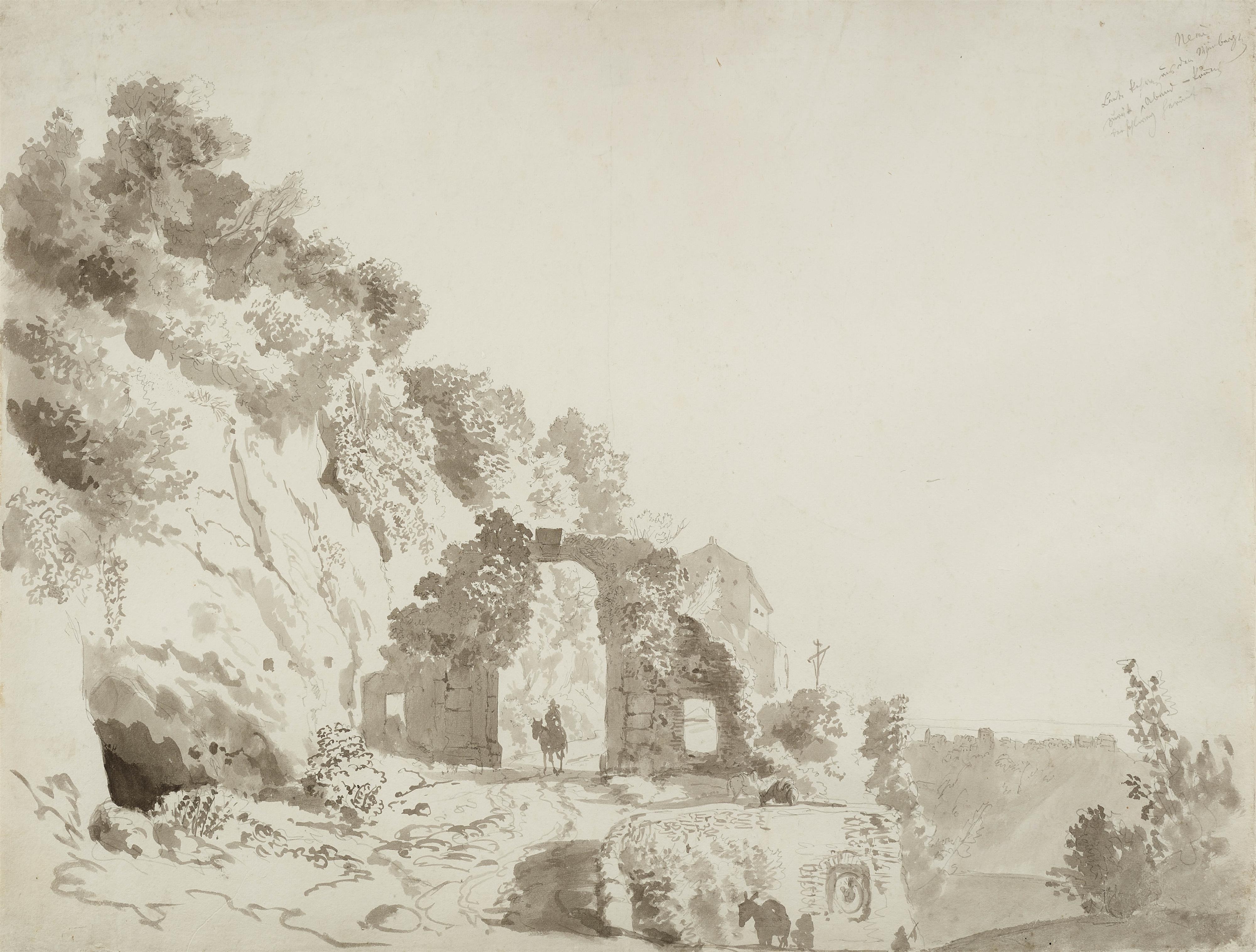 Heinrich Bürkel - Abend am Nemisee mit heimkehrenden Weinbauern