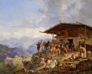 Heinrich Bürkel - Ankunft auf der Alm
