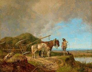 Heinrich Bürkel - Der umgestürzte Heuwagen