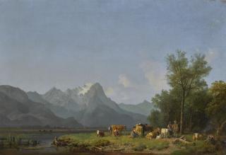 Heinrich Bürkel - German garmisch, The Wetterstein Mountains Beyond