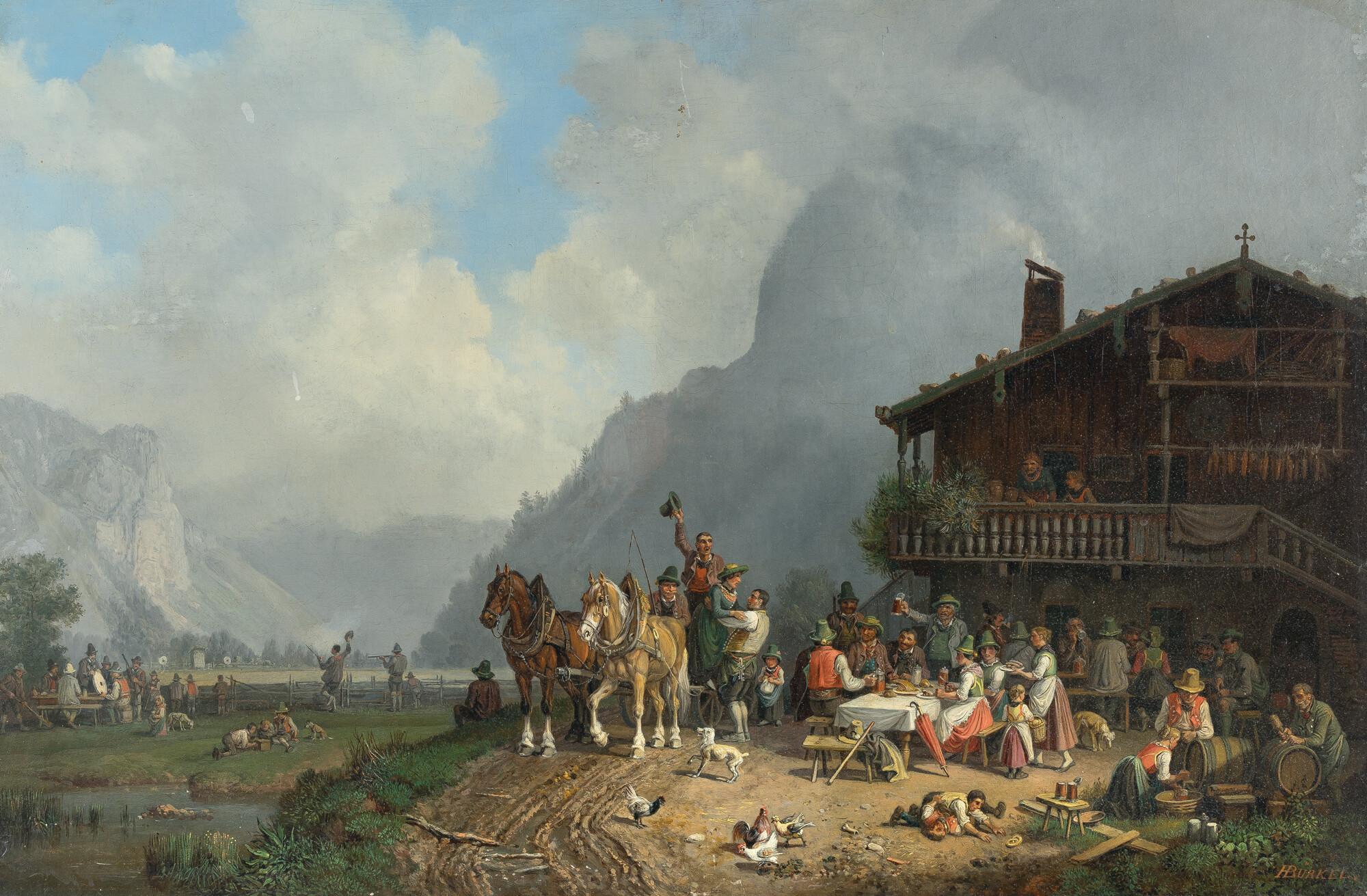 Heinrich Bürkel - Preisschießen vor dem Wirtshaus
