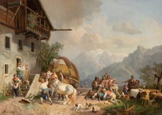 Heinrich Bürkel - Rauferei vor dem Wirtshaus