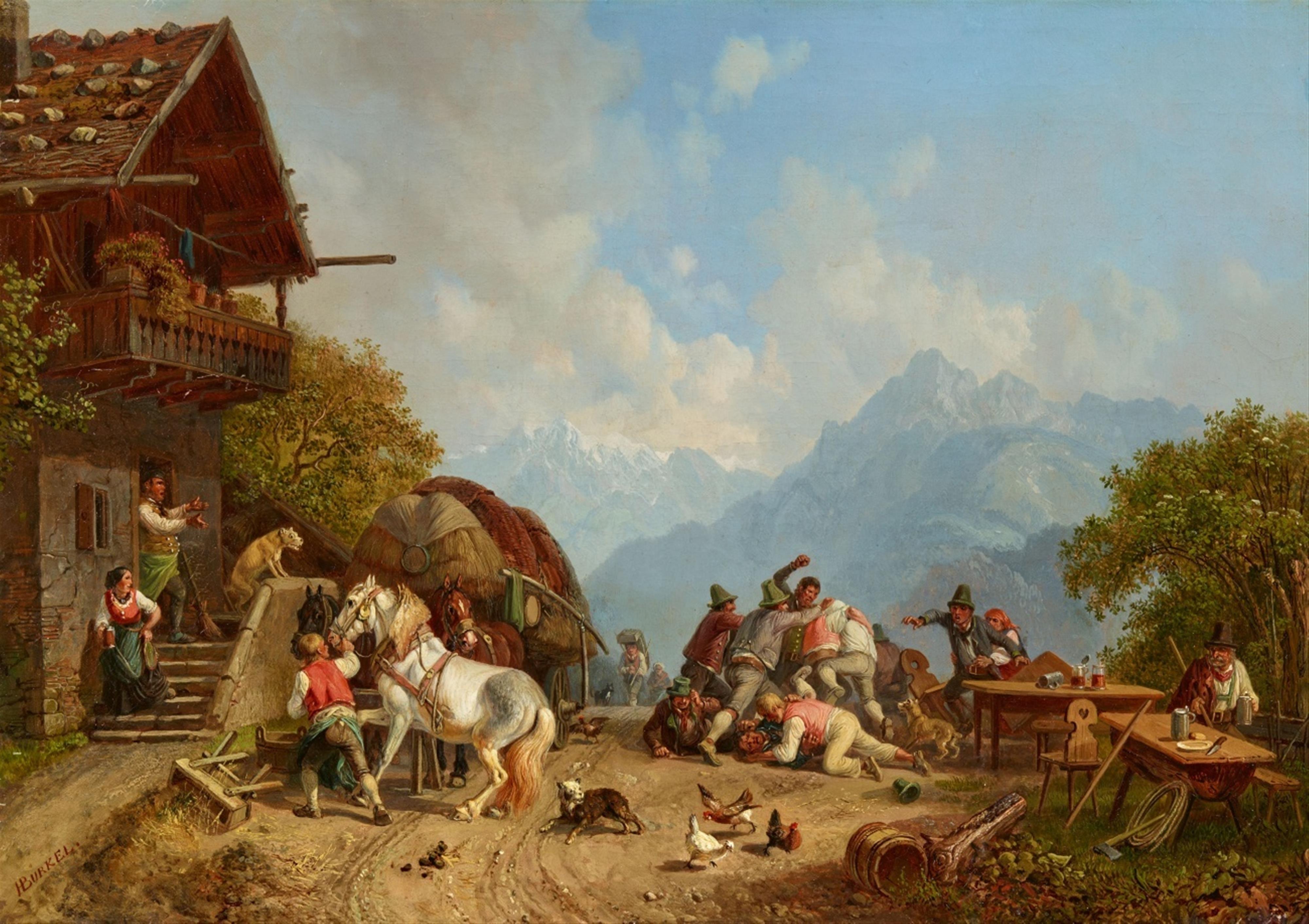 Heinrich Bürkel - Rauferei vor einem Wirtshaus