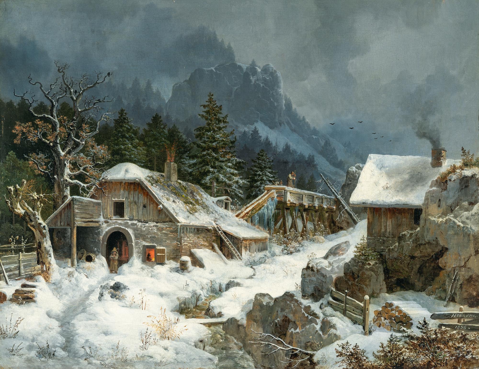 Heinrich Bürkel - Schmiede im Winter