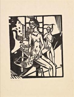 Heinrich Campendonck - Interieur mit zwei Akten, from: Die Schaffenden (Engels 36)