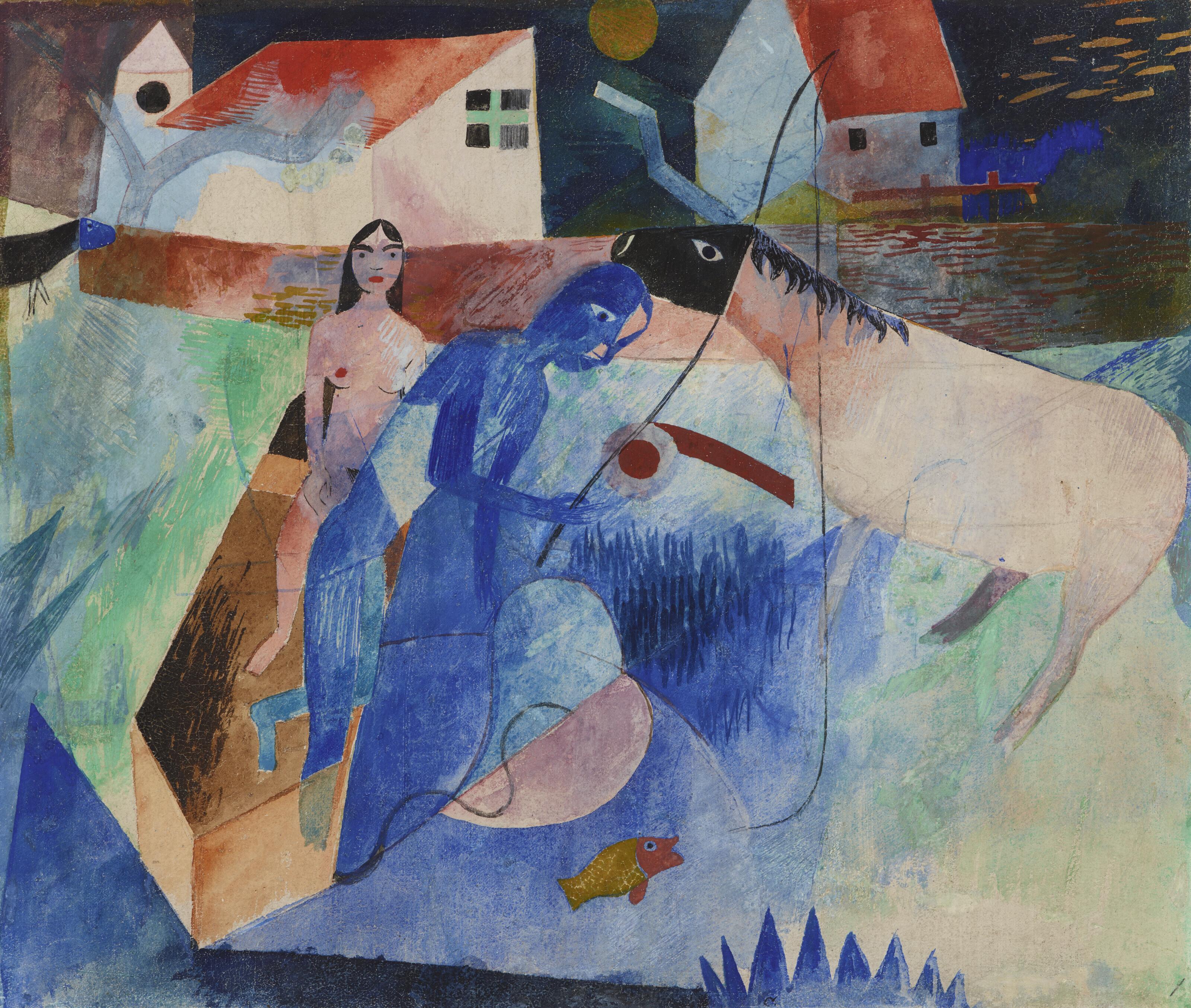 Heinrich Campendonk - Angler und Akt in Landschaft