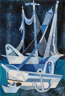 Heinrich Campendonk - Fischerboote mit trocknenden Netzen.