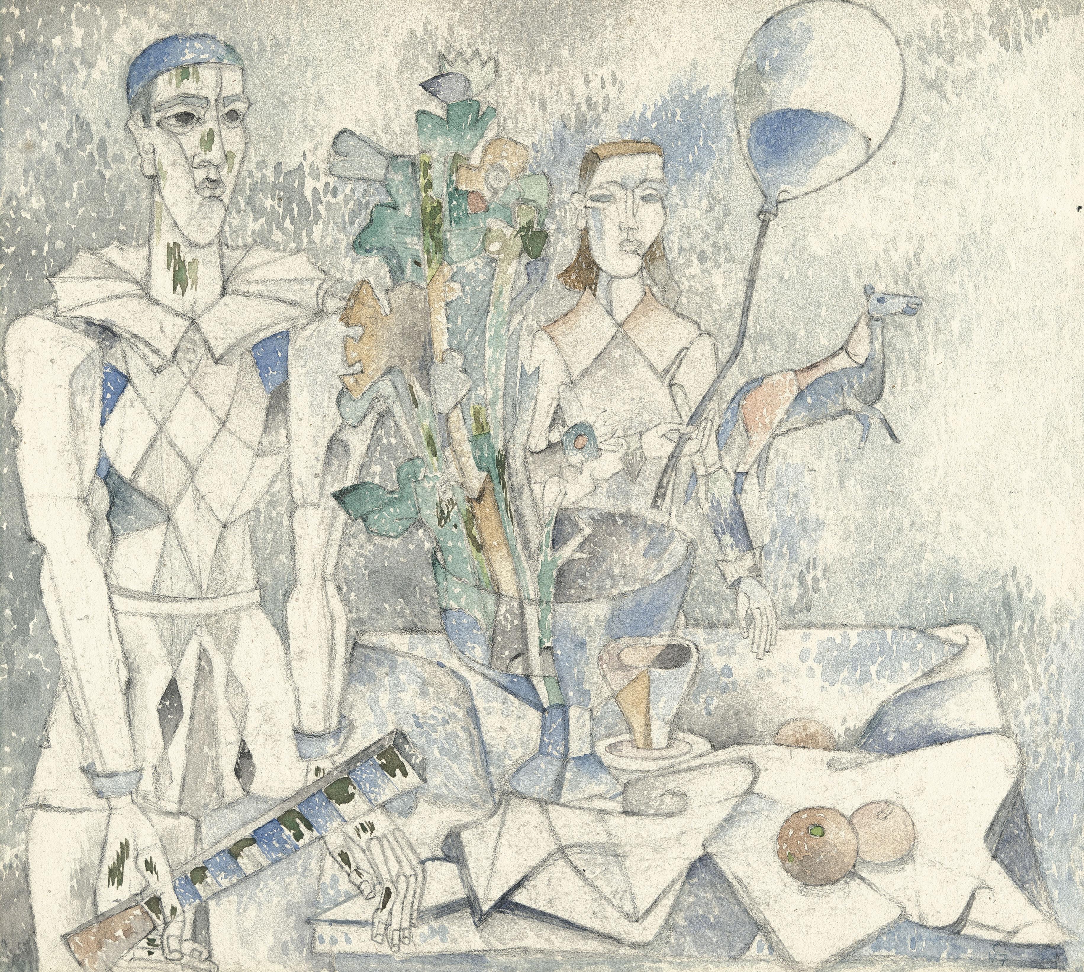 Heinrich Campendonk - Pierrot und Frau am Tisch