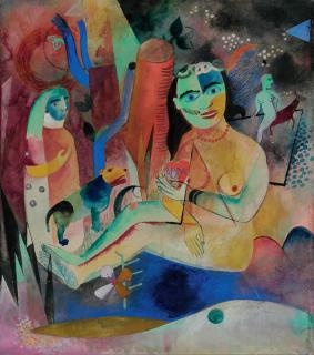 Heinrich Campendonk - Sitzender Akt--Adda gewidmet