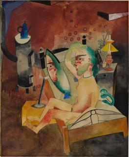 Heinrich Campendonk - Sitzender weiblicher Akt vor Spiegel