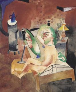 Heinrich Campendonk - Sitzender weiblicher Akt vor Spiegel