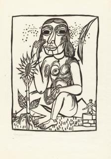 Heinrich Campendonk - Weiblicher Akt mit Sonnenblume