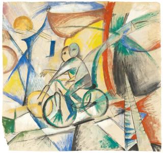 Heinrich Campendonk - Zwei Radfahrer in Landschaft