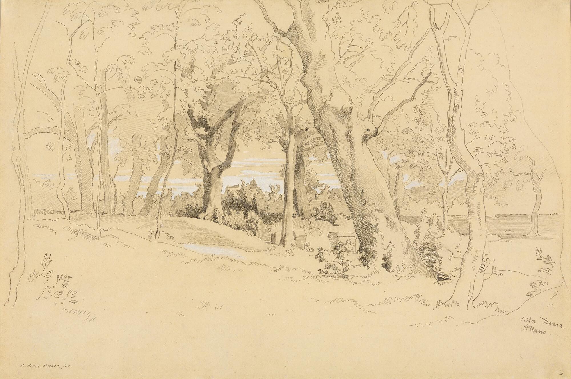 Heinrich Dreber - Bewaldete Landschaft in den Albaner Bergen.