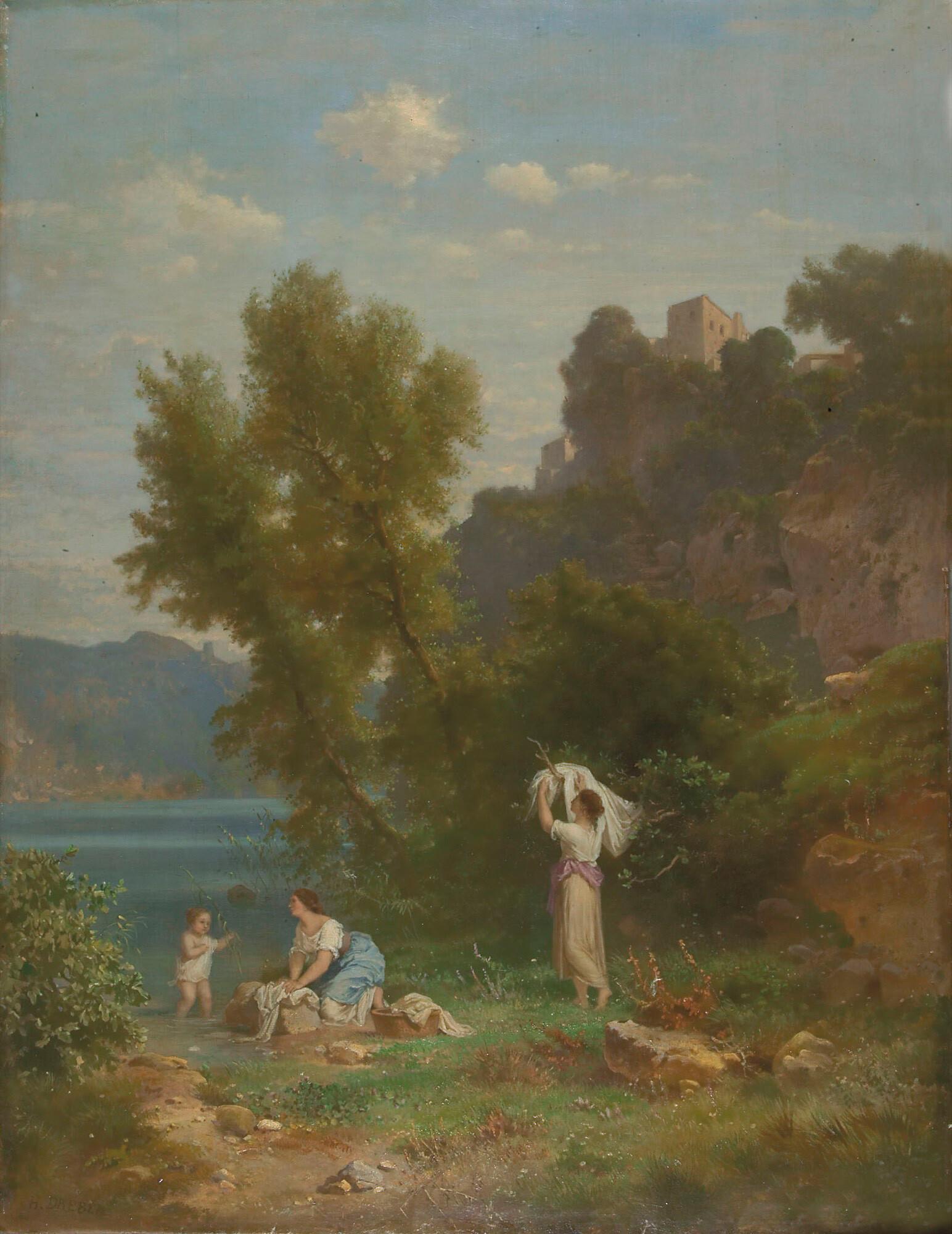 Heinrich Dreber - Wäscherinnen am Fluss.