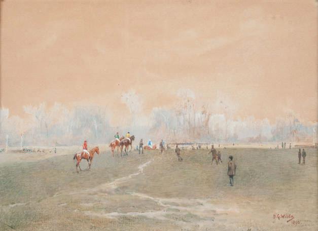 Heinrich Gottfried Wilda - Promeneurs et cavaliers à l\'orée d\'une forêt