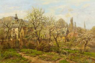 Heinrich Hartung - Frühlingstag mit blühenden Apfelbäumen